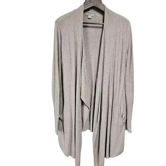 Barefoot dreams tan super soft open front waterfall sweater l/xl - Picture 1 of 10